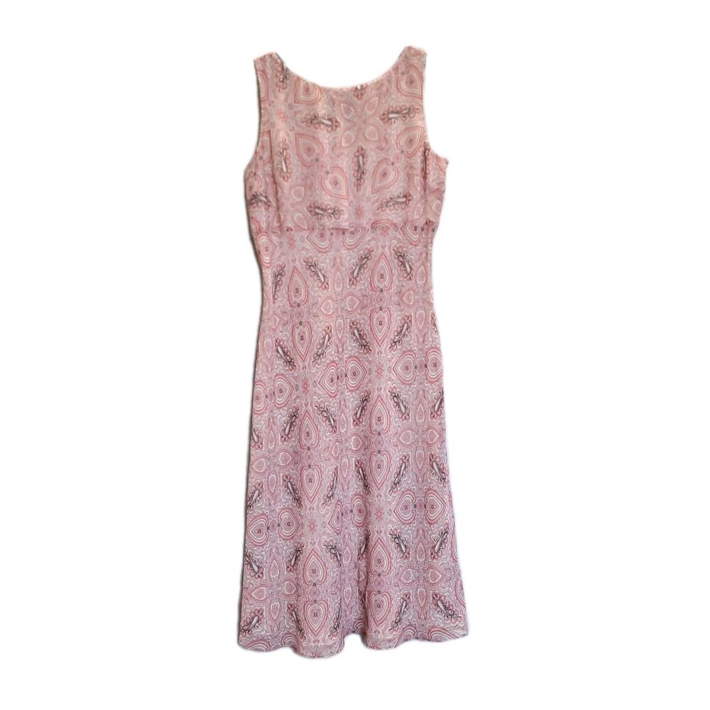 Ann Taylor Pink Paisley Chiffon Midi Dress Sleeveless Vintage Aesthetic Size 6